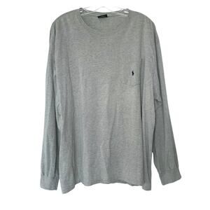 Ralph Lauren Polo Gray Crewneck Shirt Classic Preppy Long Sleeve Pony Logo Large